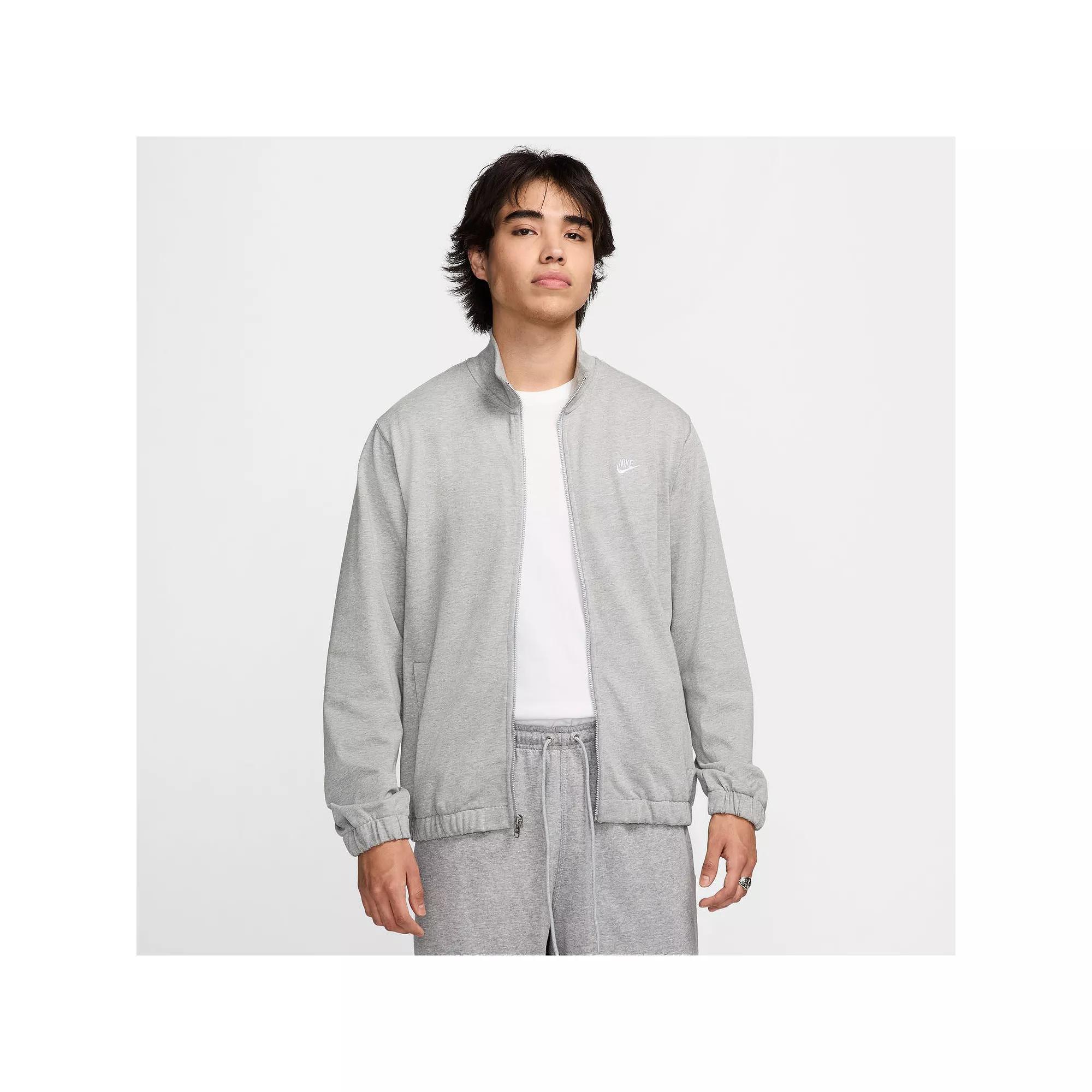 Mens Nike Club Knit Jacket Dark Gray Grey Product Image