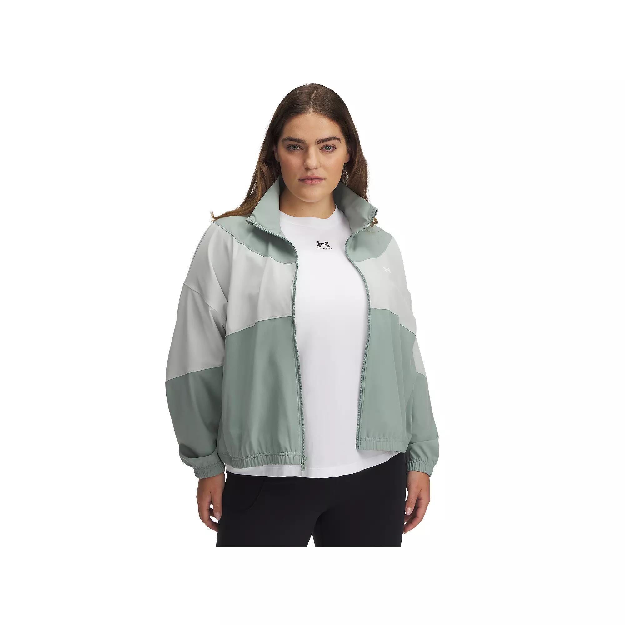 Women's Under Armour Rival Woven Jacket, Size: XXL, Multi Kelly Green Product Image