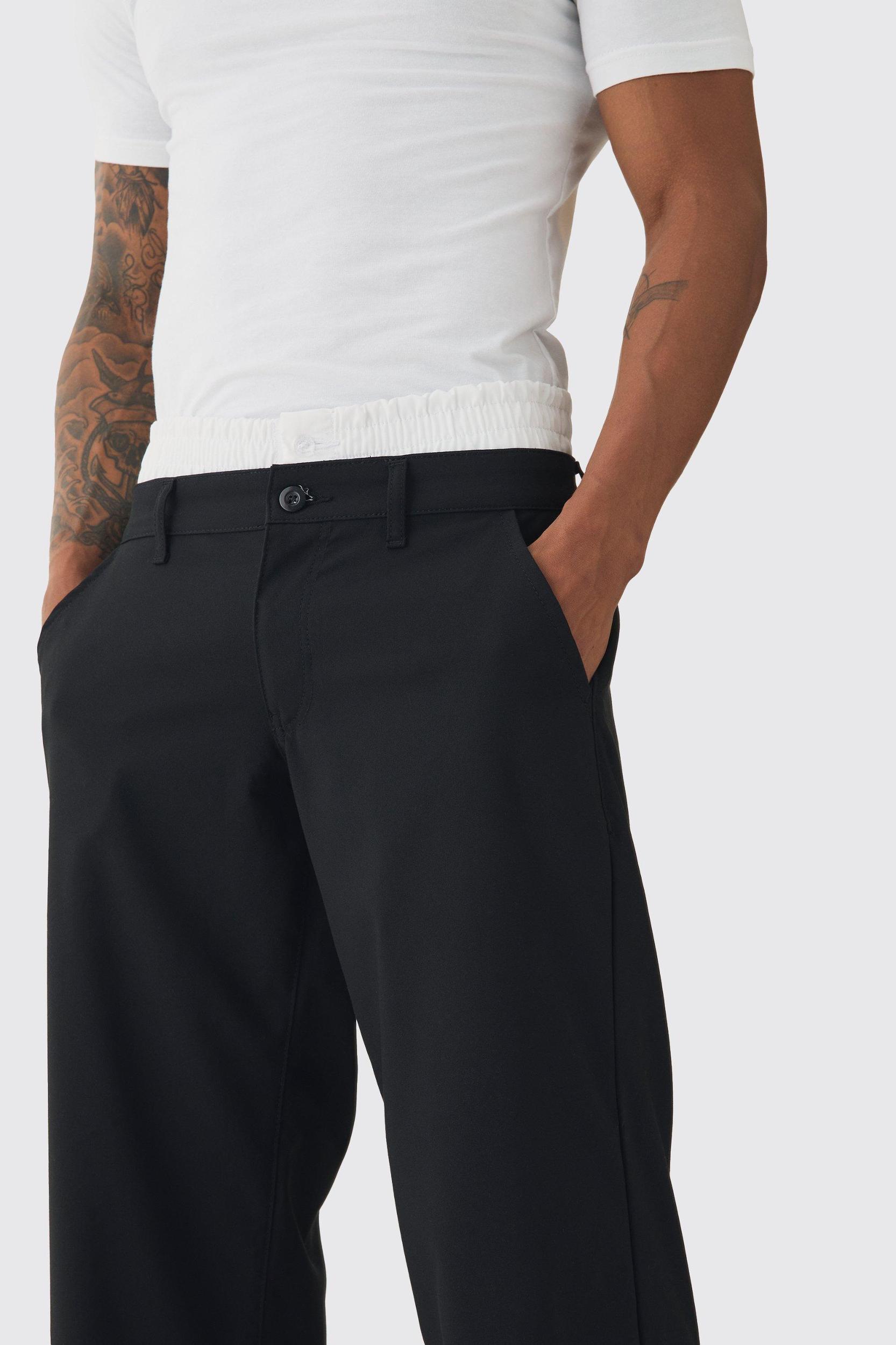 Baggy Fit Pants With Boxer Double Waistband | boohooMAN USA Product Image