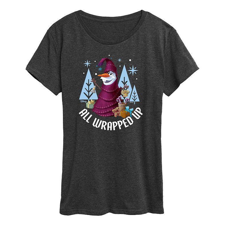 Disneys Frozen 2 Womens All Wrapped Up Graphic Tee, Girls Blue Product Image