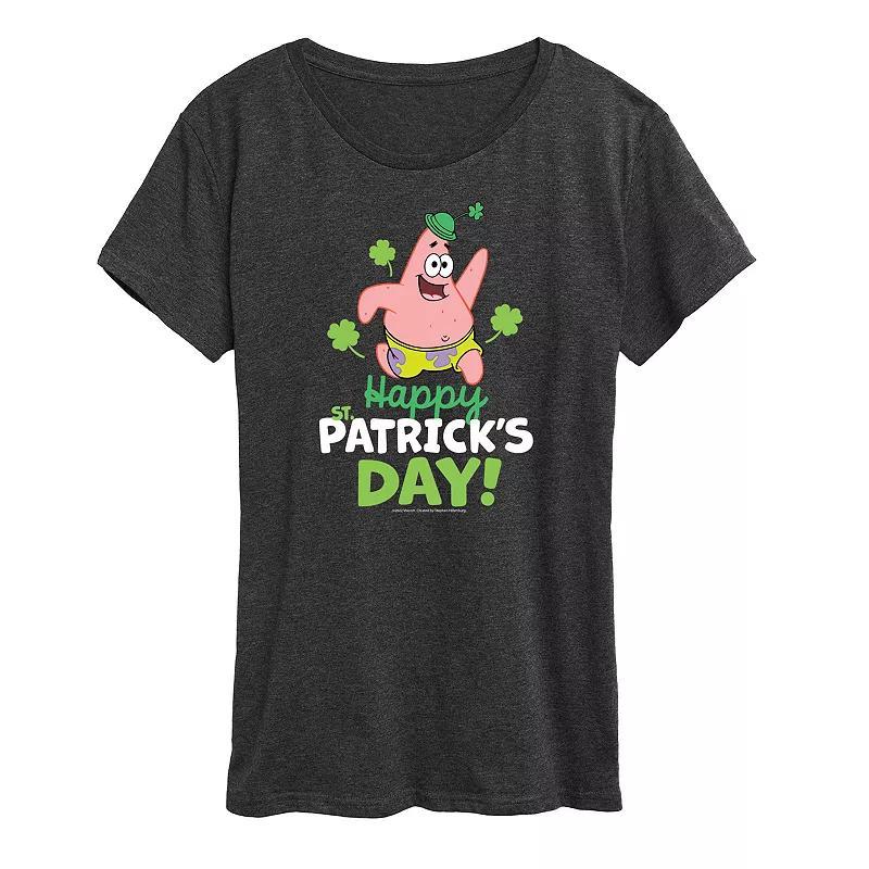 Women's SpongeBob SquarePants Happy St. Patrick's Day Graphic Tee, Size: XXL, Heather Grey Product Image