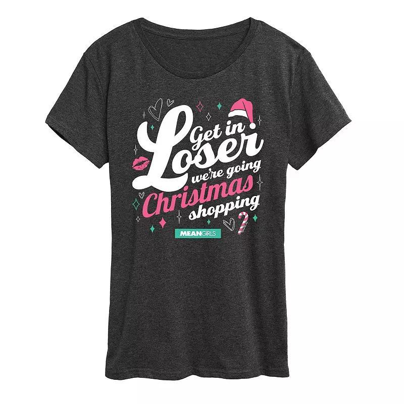 Womens Mean Girls Get In Loser Christmas Shopping Graphic Tee, Girls Product Image
