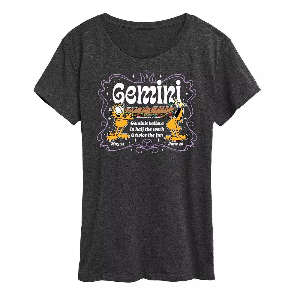 Womens Garfield Gemini Graphic Tee Heather Grey Product Image