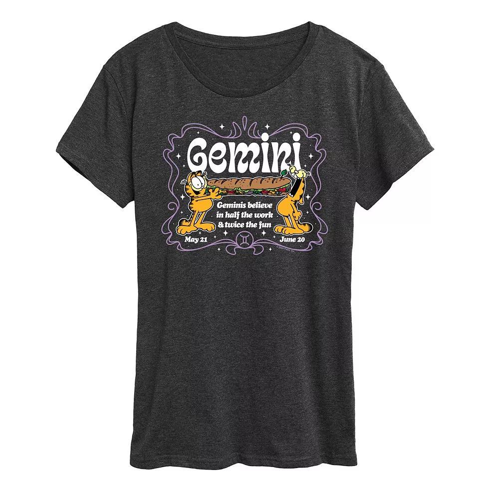Womens Garfield Gemini Graphic Tee Heather Grey Product Image