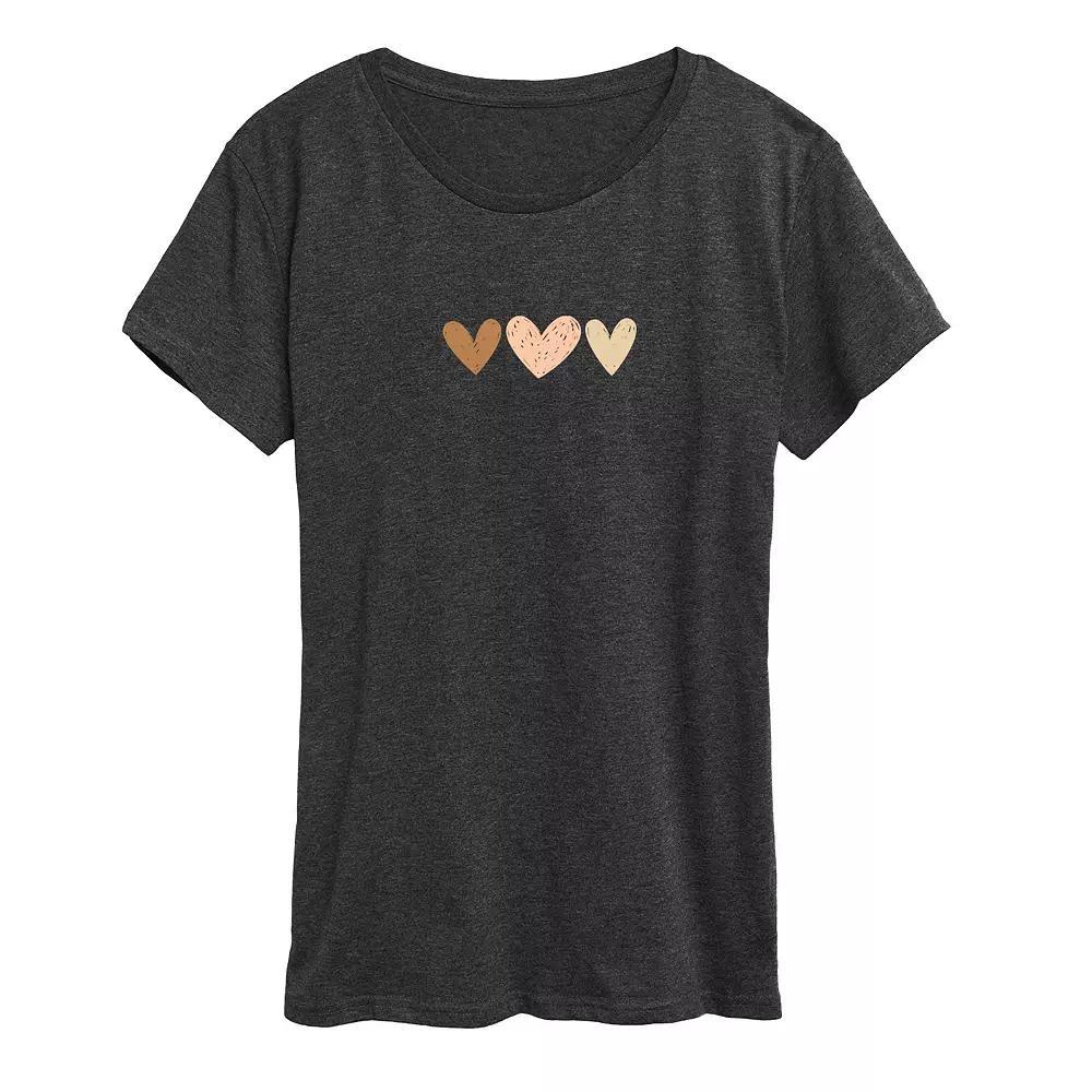 Women's Sketchy Hearts Graphic Tee, Size: Small, Heather Grey Product Image