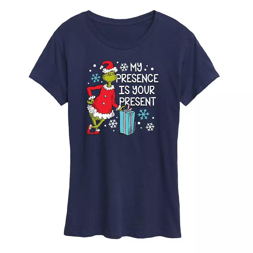 Women's Dr. Seuss The Grinch Presence Present Graphic Tee, Girl's, Size: XL, Black Product Image