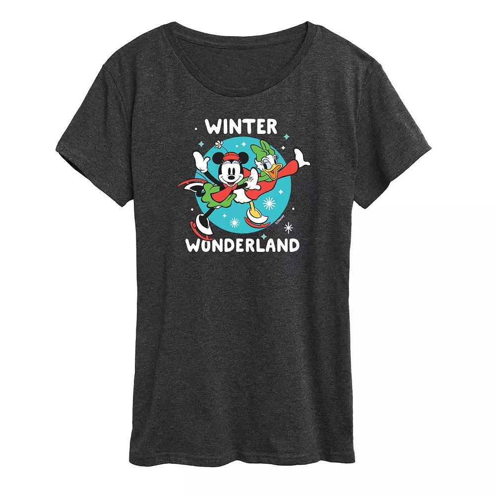 Disneys Mickey Mouse Womens Winter Wonderland Graphic Tee, Girls Heather Grey Product Image
