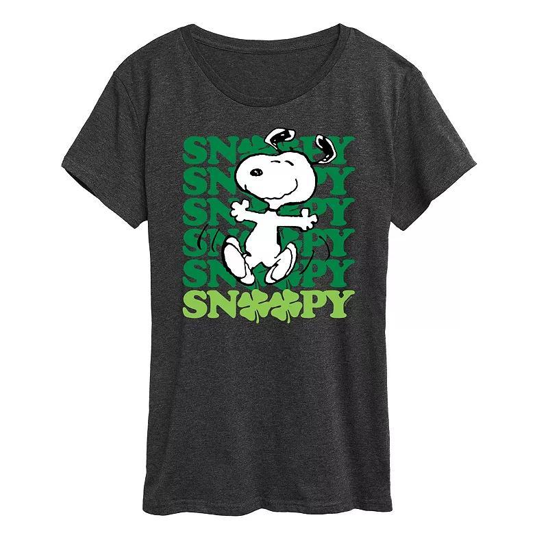Womens Peanuts Snoopy Clover Dance Graphic Tee Heather Grey Product Image