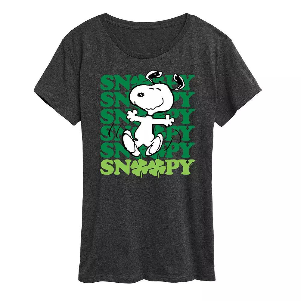 Womens Peanuts Snoopy Clover Dance Graphic Tee Heather Grey Product Image