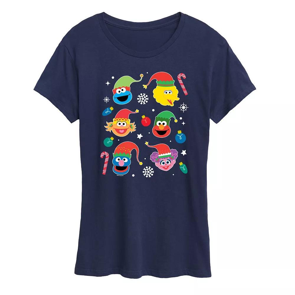 Womens Sesame Street Holiday Icons Graphic Tee, Girls Heather Grey Product Image