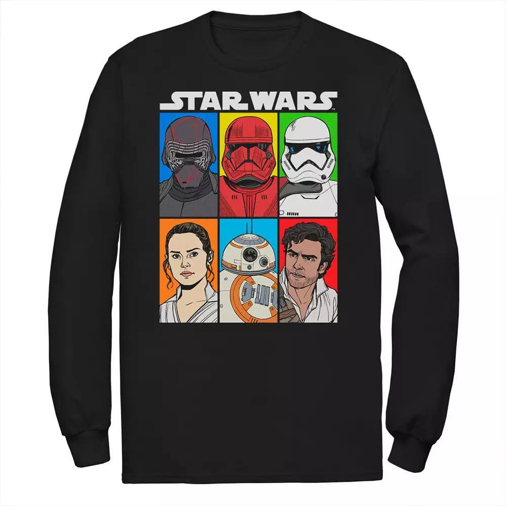 Men's Star Wars The Rise of Skywalker Character Grid Long Sleeve Graphic Tee, Size: Large, Black Product Image