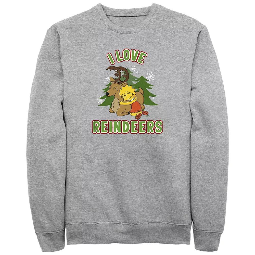 Big & Tall The Simpsons Lisa I Love Reindeers Graphic Fleece, Men's, Size: 3XL Tall, Athletic Grey Product Image