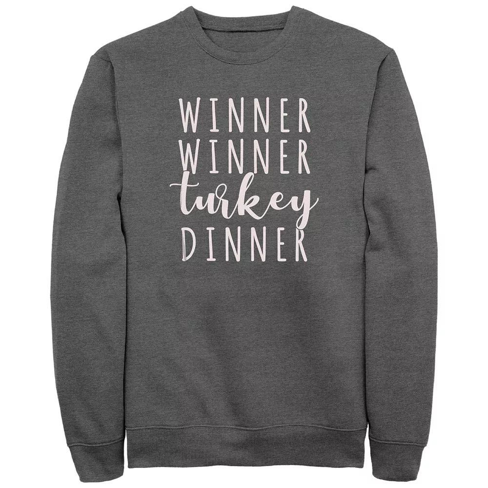 Men's Winner Winner Turkey Dinner Graphic Fleece, Size: XXL, Grey Heather Product Image