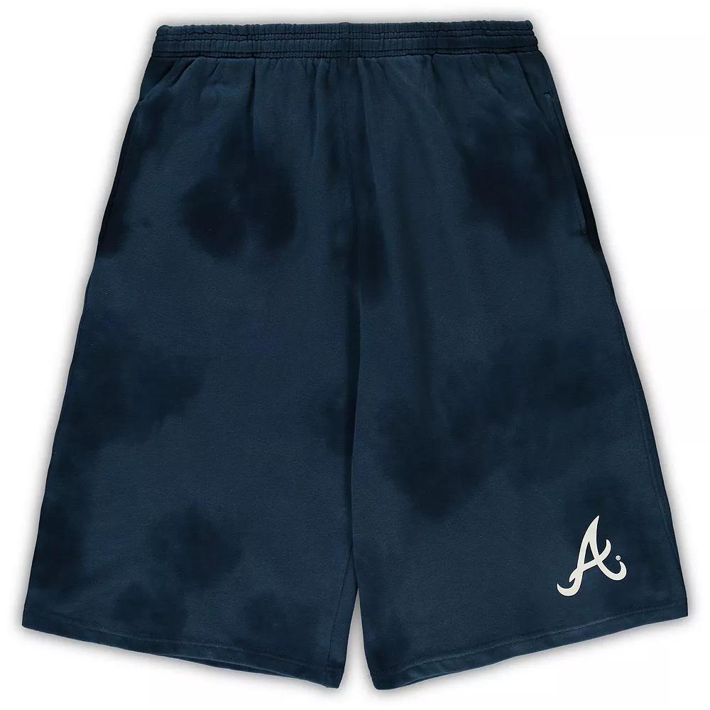 Men's Navy Atlanta Braves Big & Tall Tye Dye Fleece Shorts, Size: 2XLT, Blue Product Image
