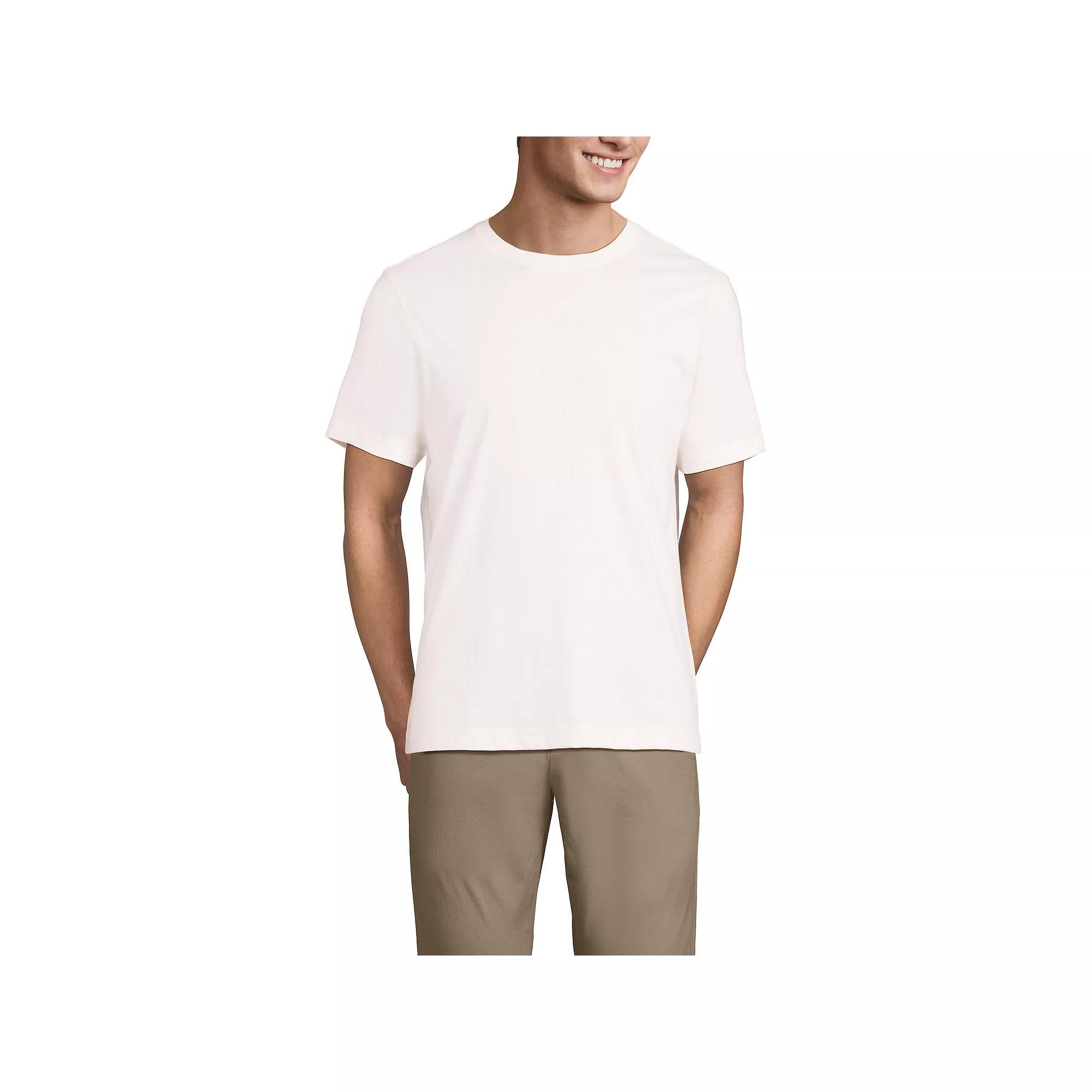 Men's Lands' End Supima Crewneck Tee, Size: Large, Grey Blue Stripe Product Image