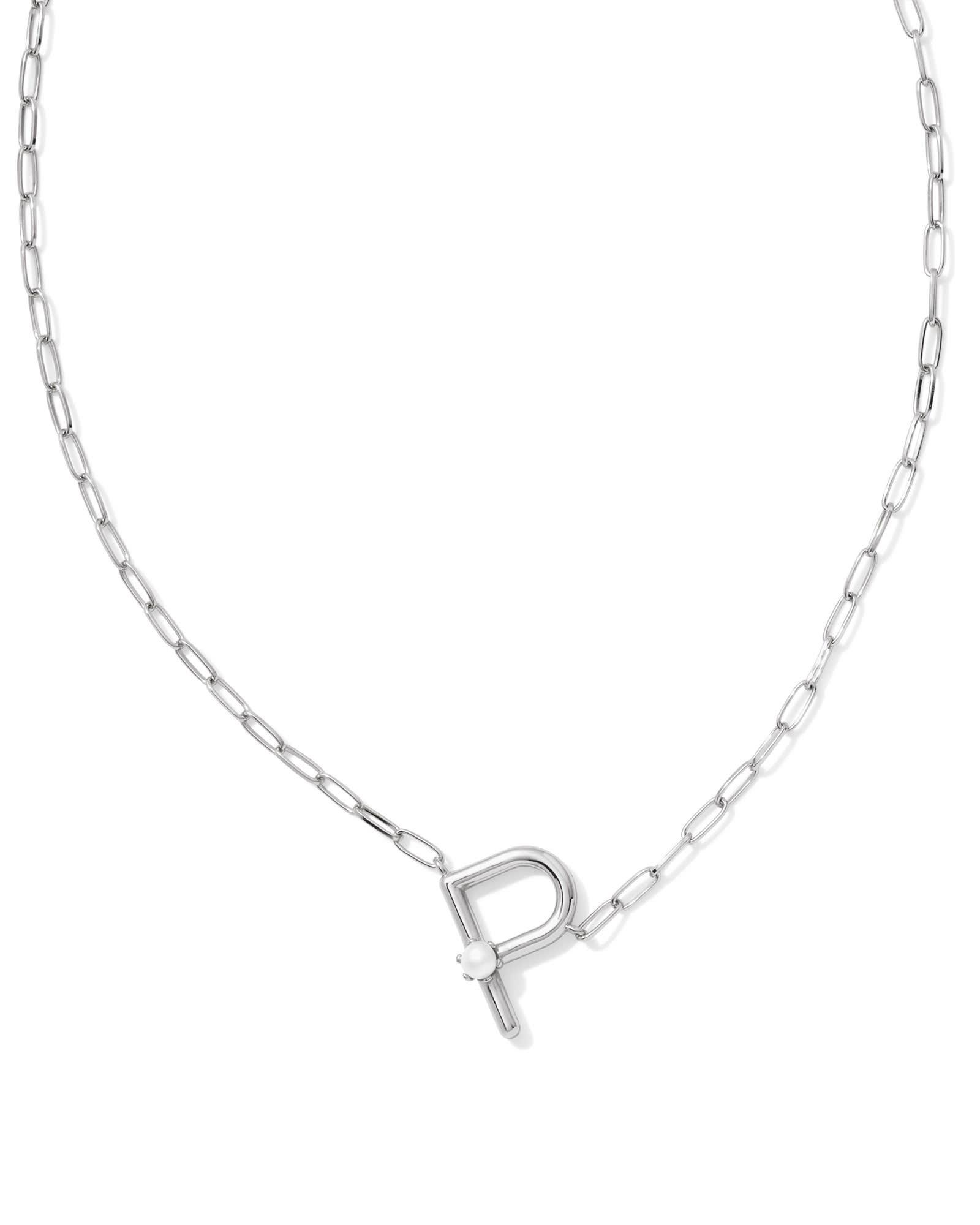 Pearl Silver Letter X Short Pendant Necklace in Freshwater Cultured Pearl Product Image
