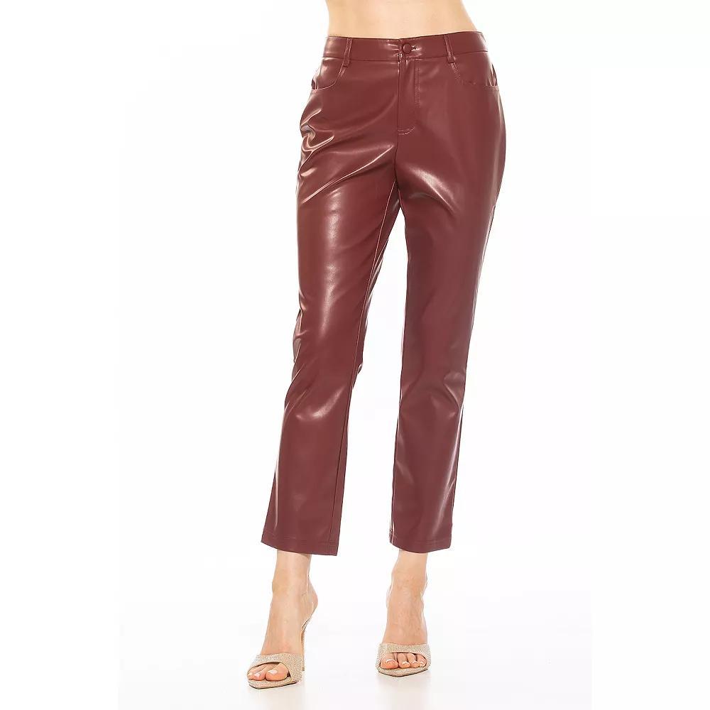 Women's ALEXIA ADMOR Mila Mid Rise Slim Fit Faux Leather Pants, Size: 12, Black Product Image