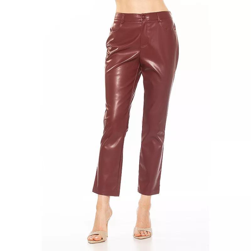 Women's ALEXIA ADMOR Mila Mid Rise Slim Fit Faux Leather Pants, Size: 12, Black Product Image