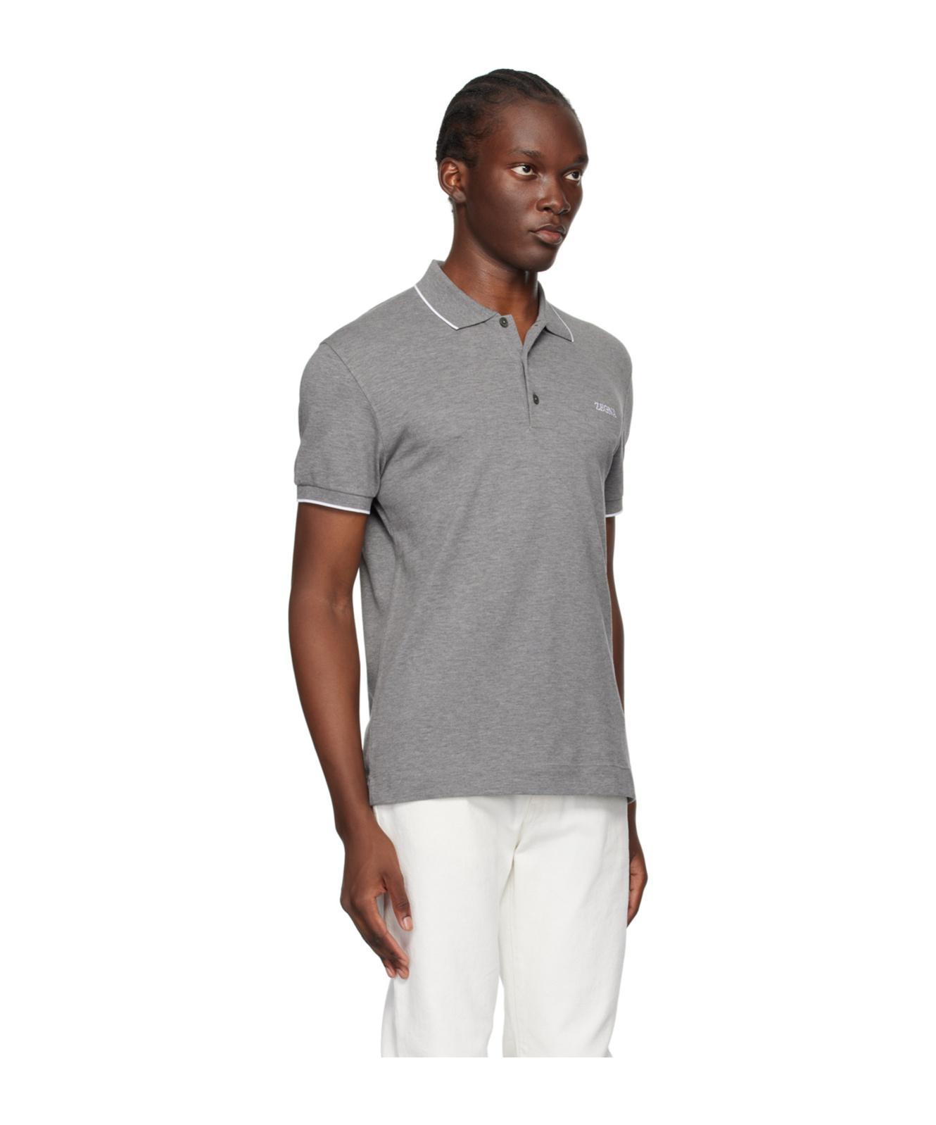 ZEGNA Polo Shirt With Lapel Short Sleeve In Gray Product Image