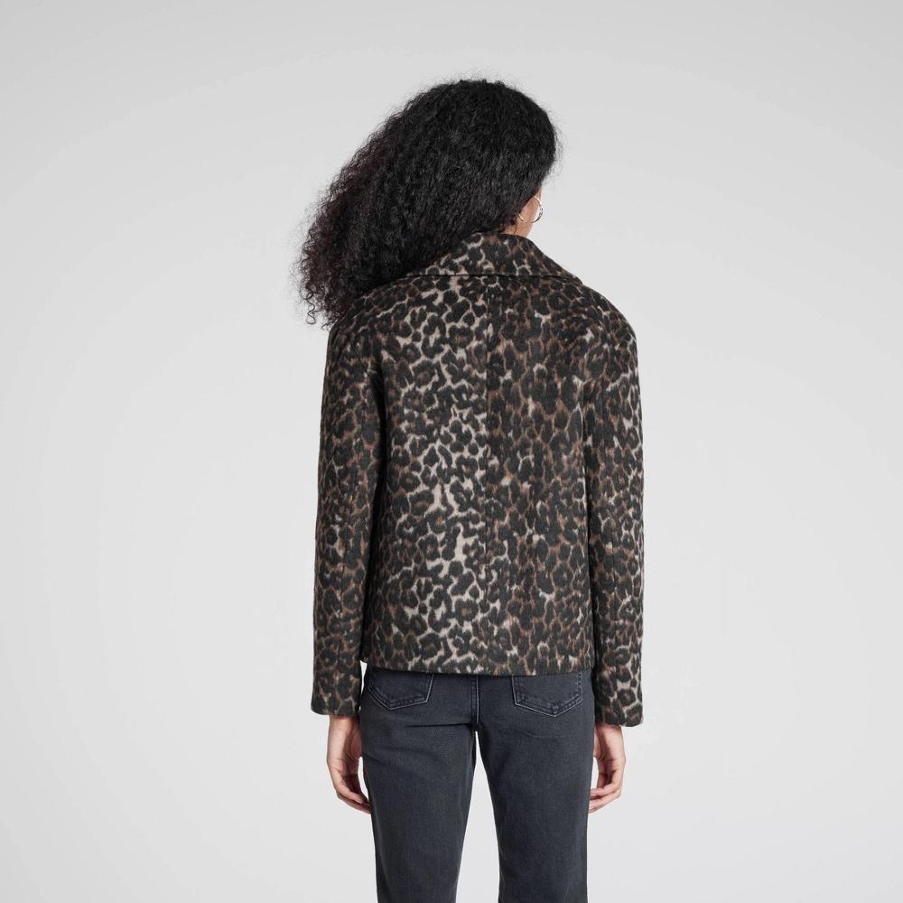 Womens Pea Coat - A New Day Brown Leopard Print XL Product Image