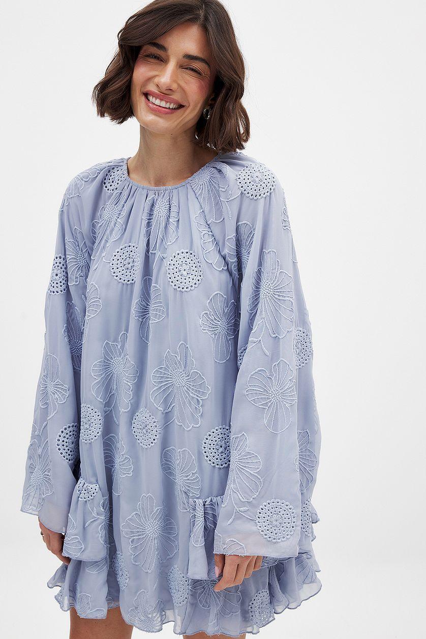 Embroidered Volume Mini Dress Product Image