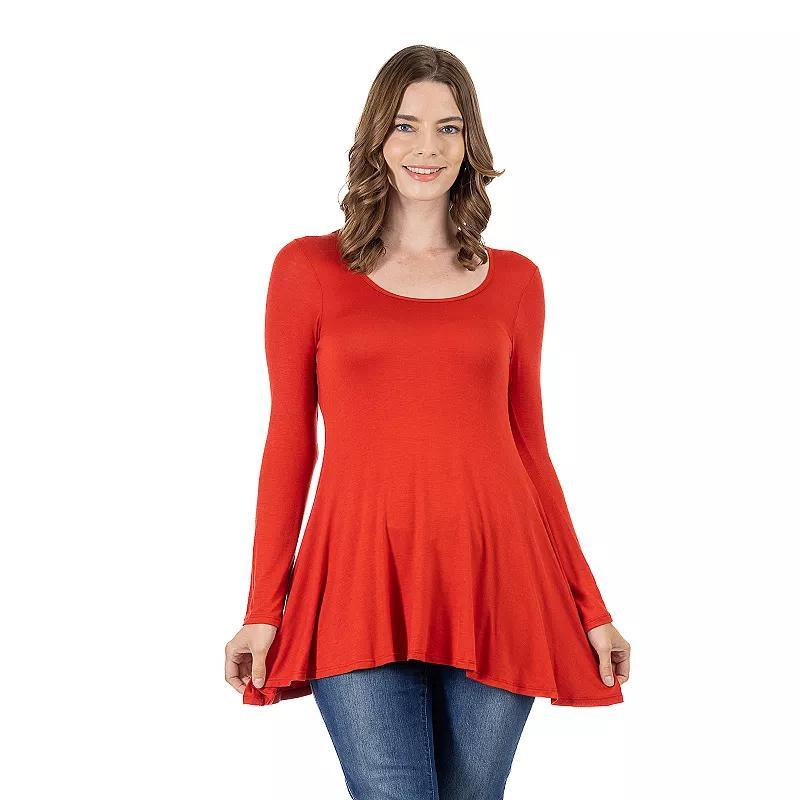 Womens 24Seven Comfort Apparel Swing Style Flared Tunic Top Purple Product Image