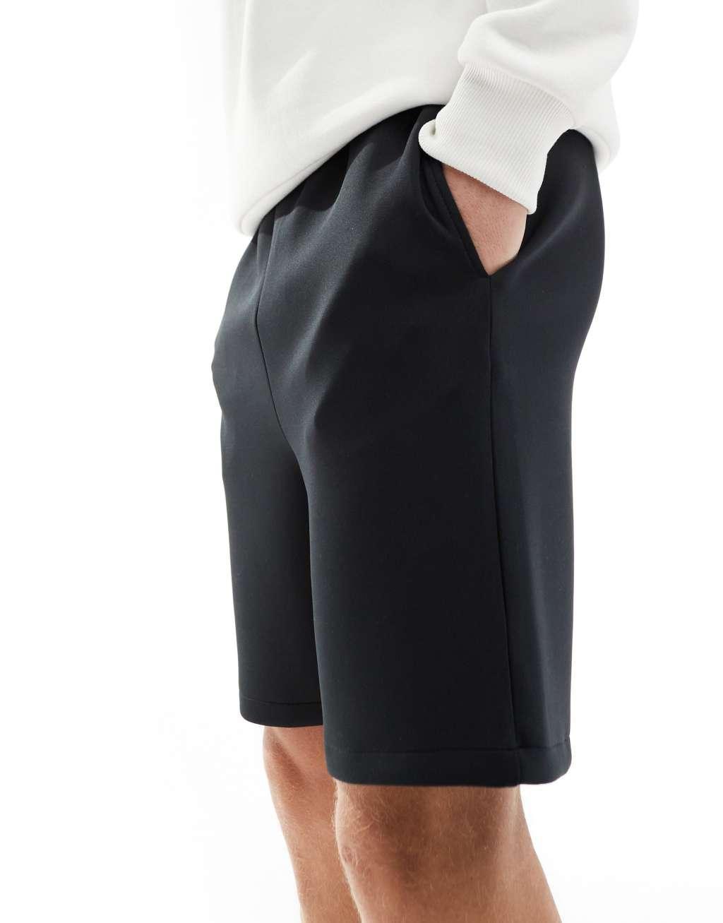 ASOS DESIGN slim scuba shorts in black Product Image