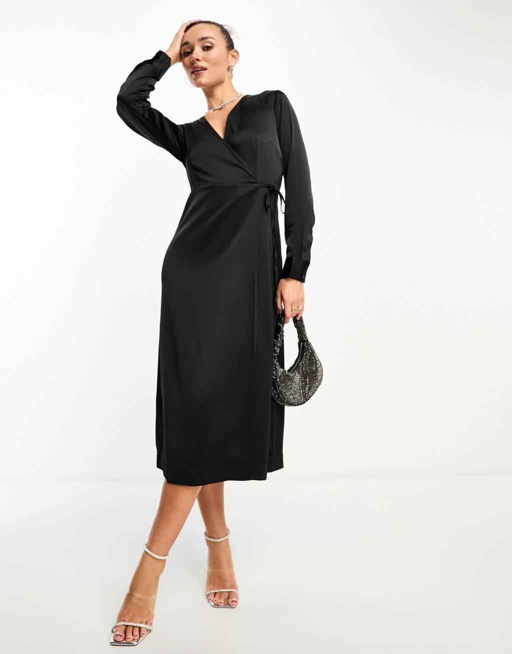 YAS satin wrap maxi dress Product Image