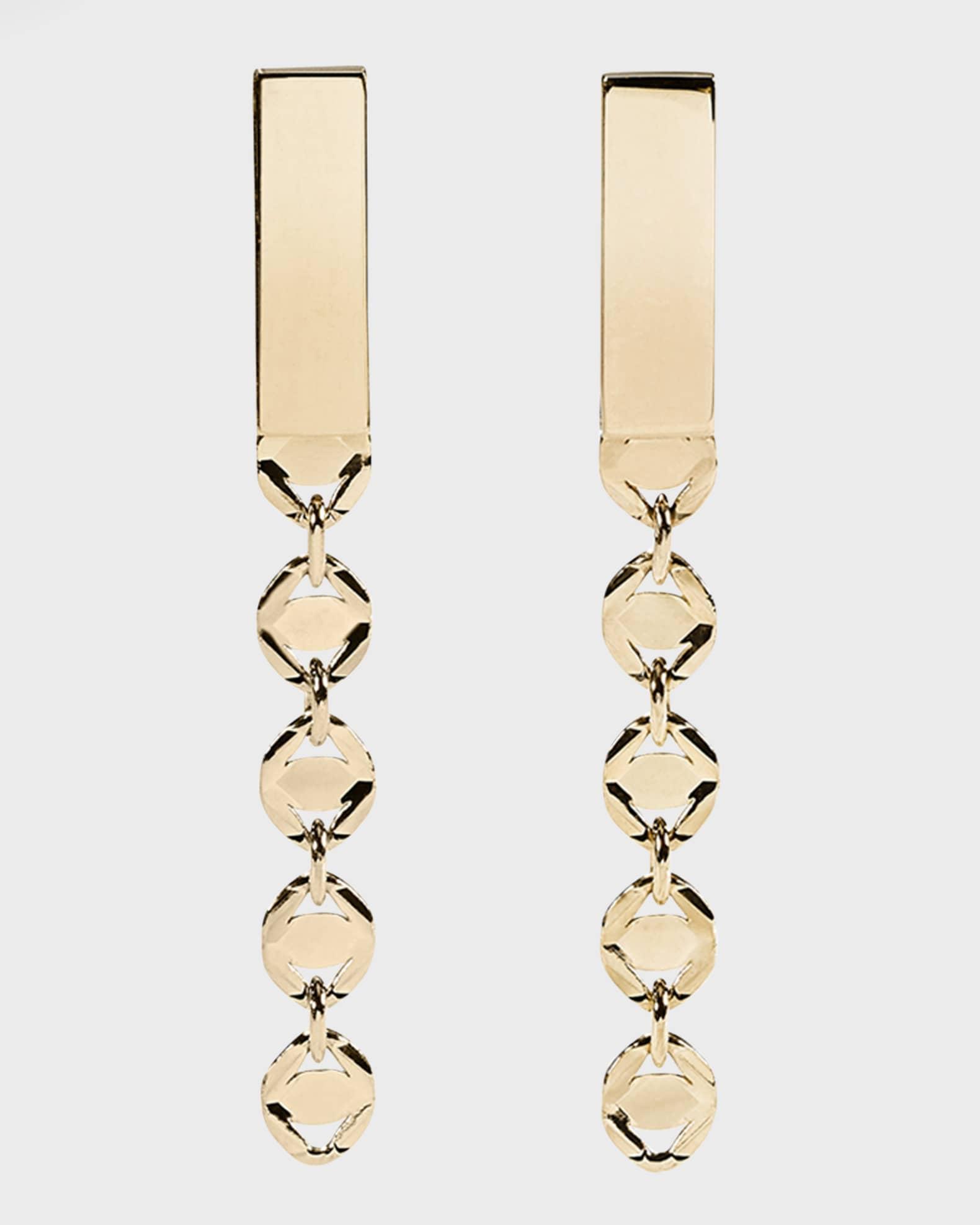 Womens Short 14K Yellow Gold Miami Linear Earrings Product Image