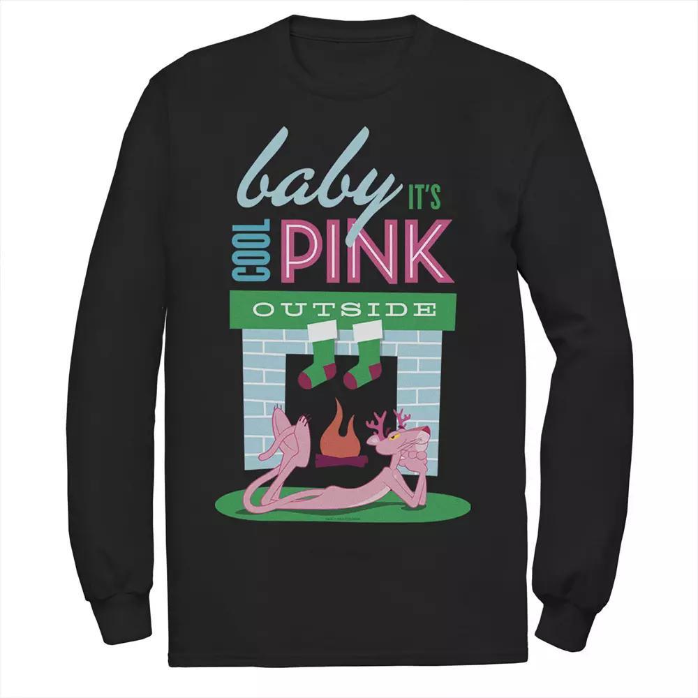 Men's Pink Panther Baby It's Cool Pink Outside Holiday Tee, Size: Small, Black Product Image