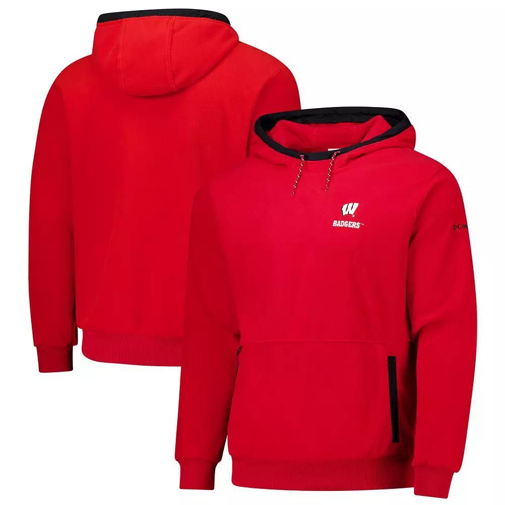 Men's  Columbia  Red Wisconsin Badgers   Flanker Fleece Pullover Hoodie, Size: Medium Product Image
