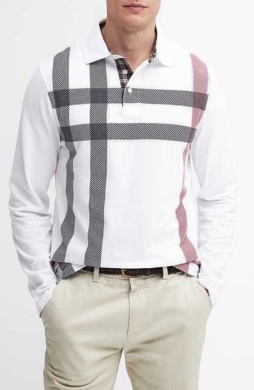 BARBOUR Men's Blaine Tailored-fit Tartan Long-sleeve Polo Shirt In White Product Image