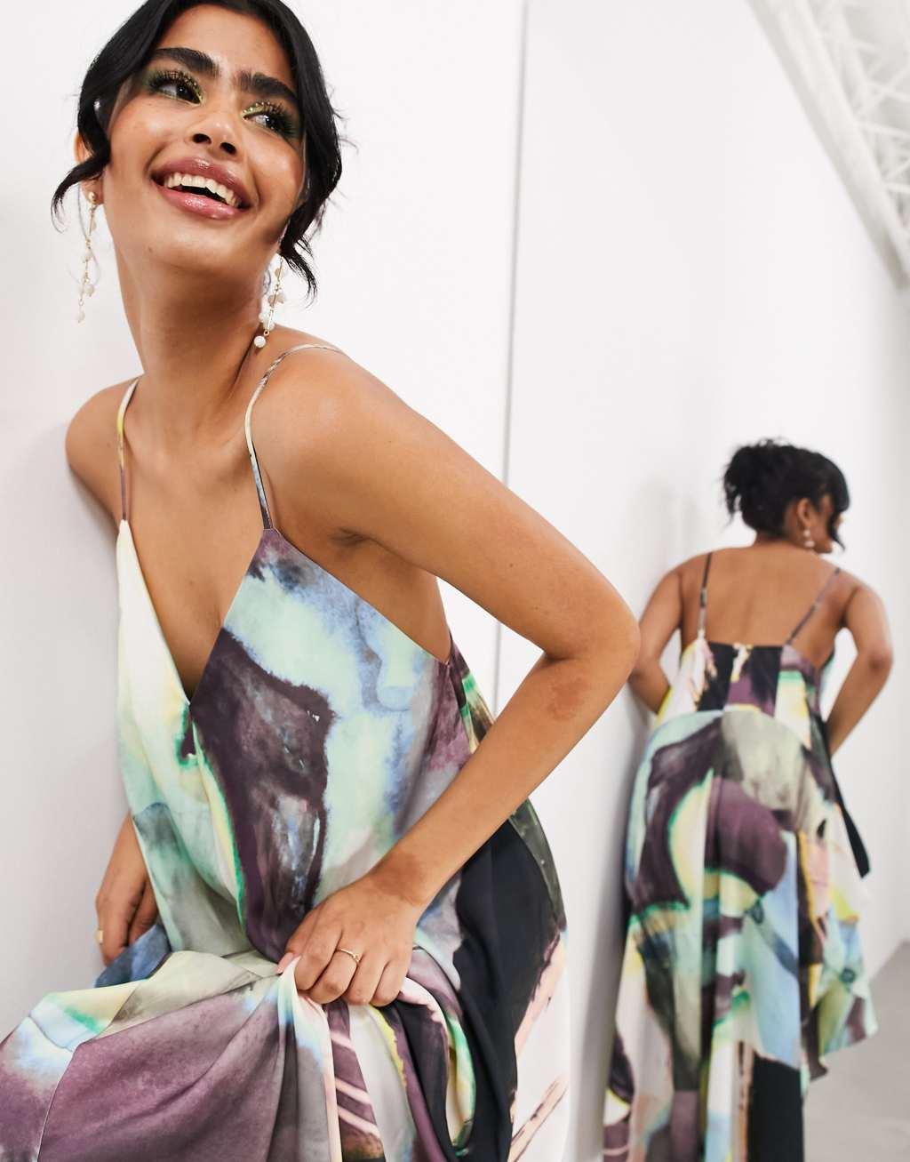 ASOS EDITION statement strappy v neck maxi dress Product Image