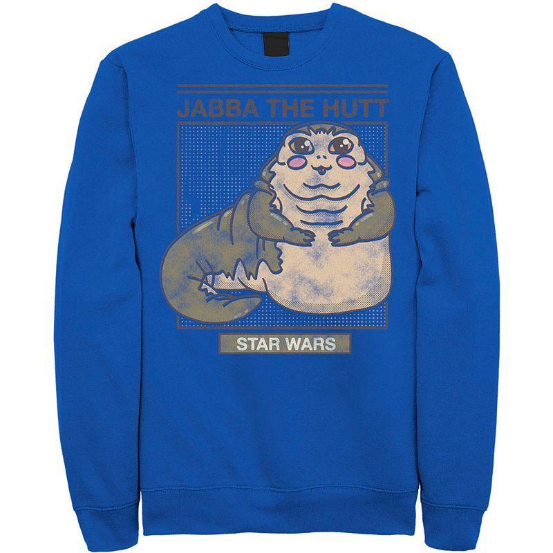 Men's Star Wars Jabba The Hutt Cartoon Cute Portrait Grid Sweatshirt, Size: XL, Athletic Grey Product Image