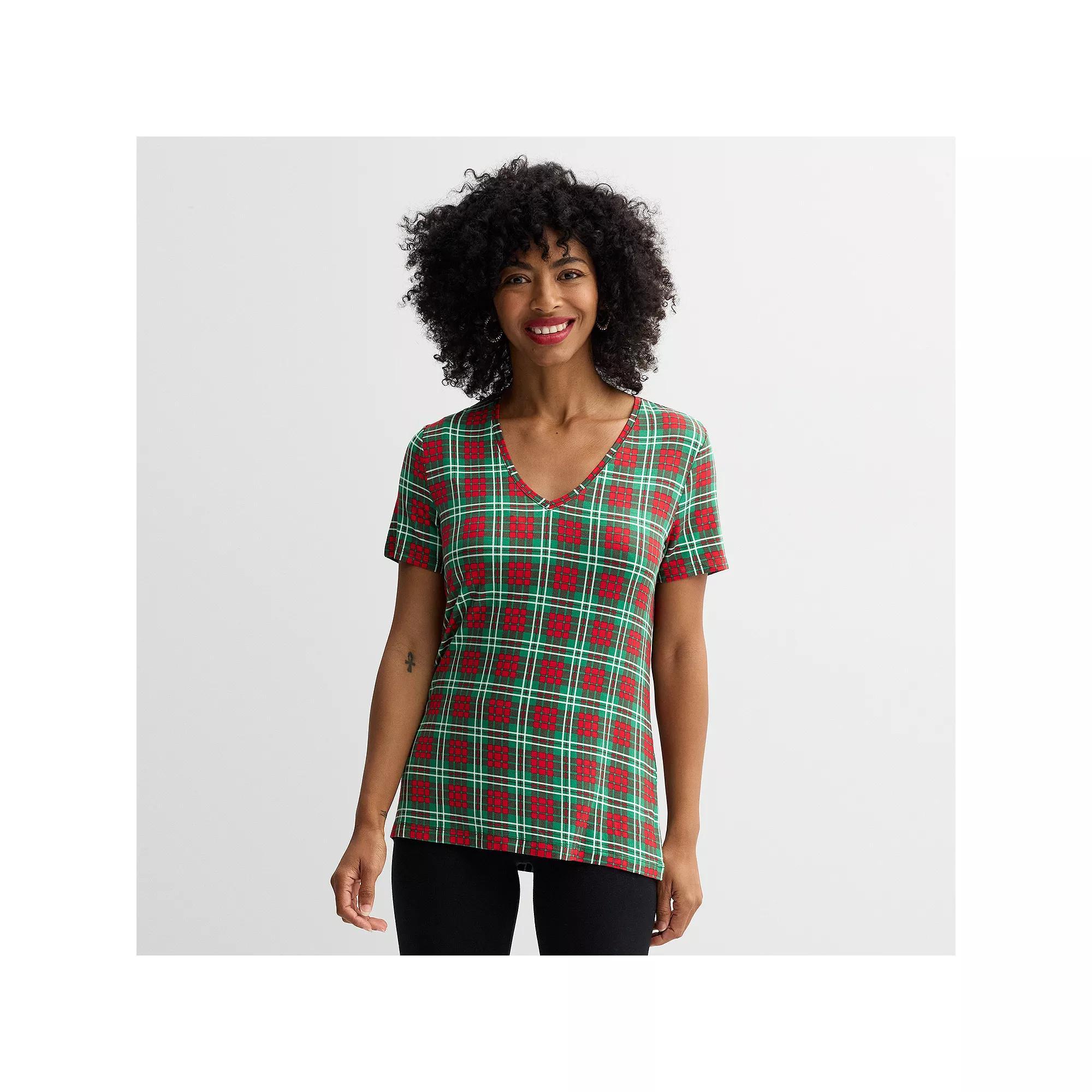 Women's Jollidays Short Sleeve Holiday Tee, Girl's, Size: XS, Snowflakes Product Image