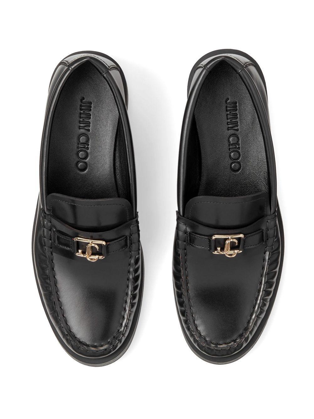 Addie logo-plaque leather loafers Product Image