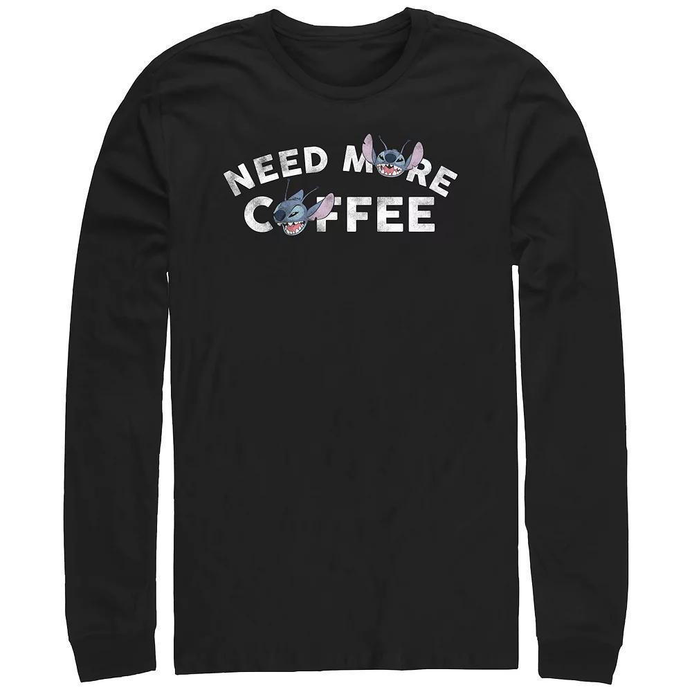 Men's Lilo & Stitch Need More Coffee Stitch Graphic Tee, Size: Large, Black Product Image