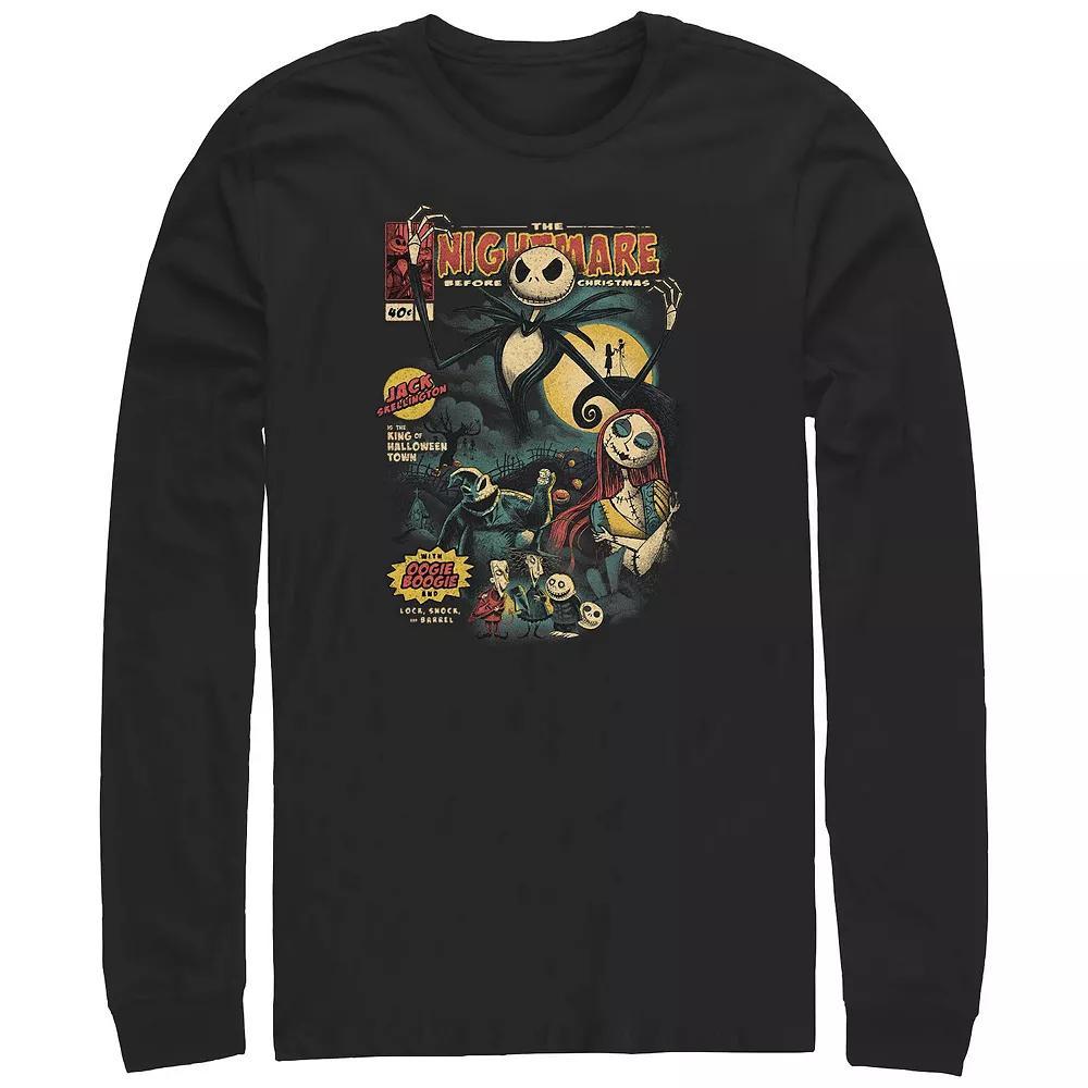 Disney's The Nightmare Before Christmas Graphic Novel Cover Long Sleeve Men's Graphic Tee, Size: 5XB, Black Product Image