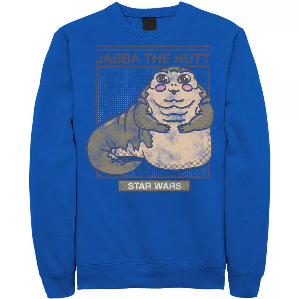 Men's Star Wars Jabba The Hutt Cartoon Cute Portrait Grid Sweatshirt, Size: XL, Athletic Grey Product Image
