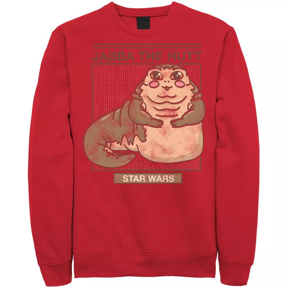 Men's Star Wars Jabba The Hutt Cartoon Cute Portrait Grid Sweatshirt, Size: XL, Athletic Grey Product Image