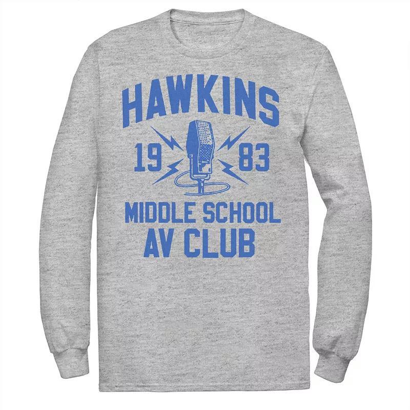 Men's Stranger Things Hawkins Middle School AV Club 1983 Tee, Size: Medium, Athletic Grey Product Image