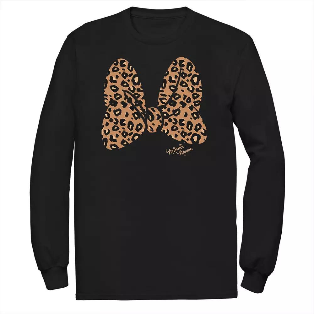 Disney's Minnie Mouse Big & Tall Leopard Print Bow Long Sleeve Graphic Tee, Men's, Size: 5XL, Black Product Image