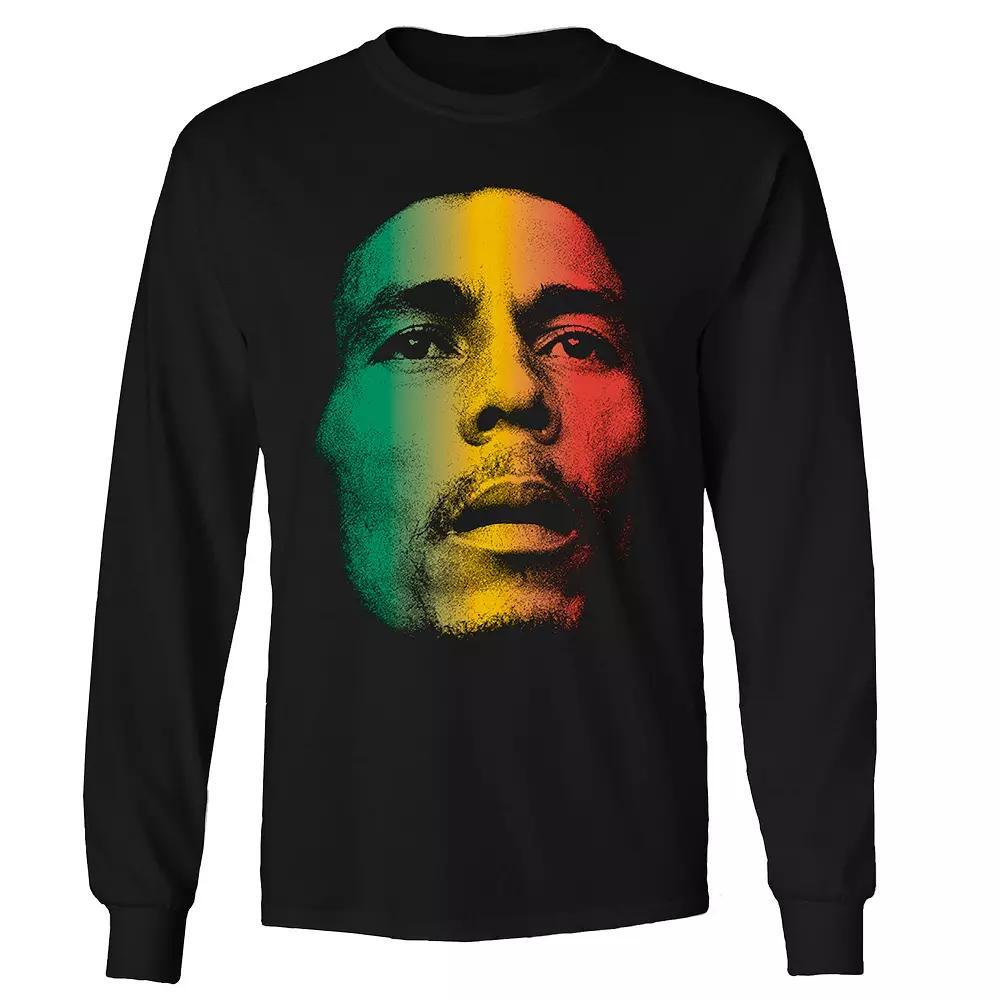 Men's Bob Marley Face Long Sleeve Tee, Size: Small, Black Product Image