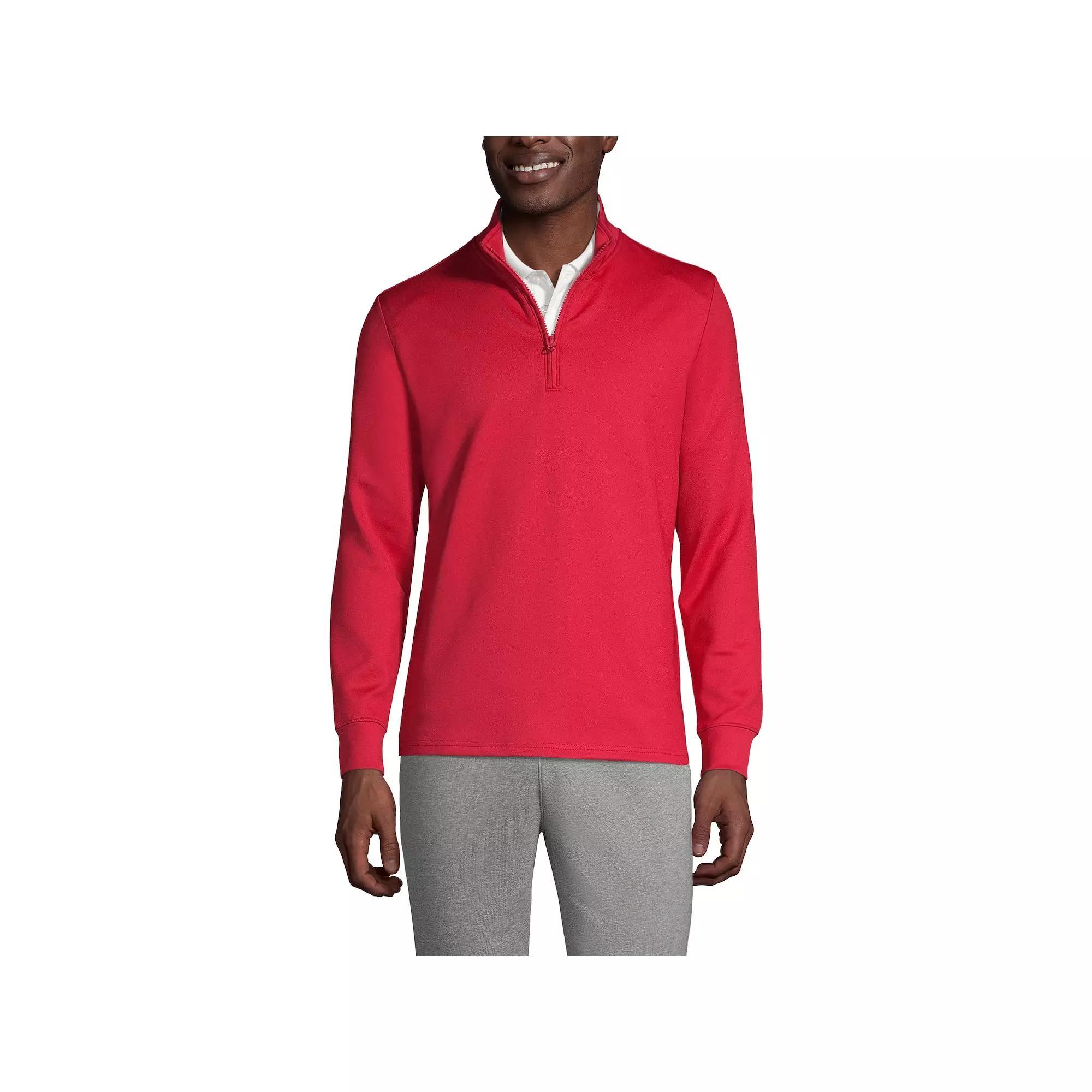 Men's Lands' End School Uniform Quarter Zip Pullover Sweatshirt, Size: Large, Red Product Image