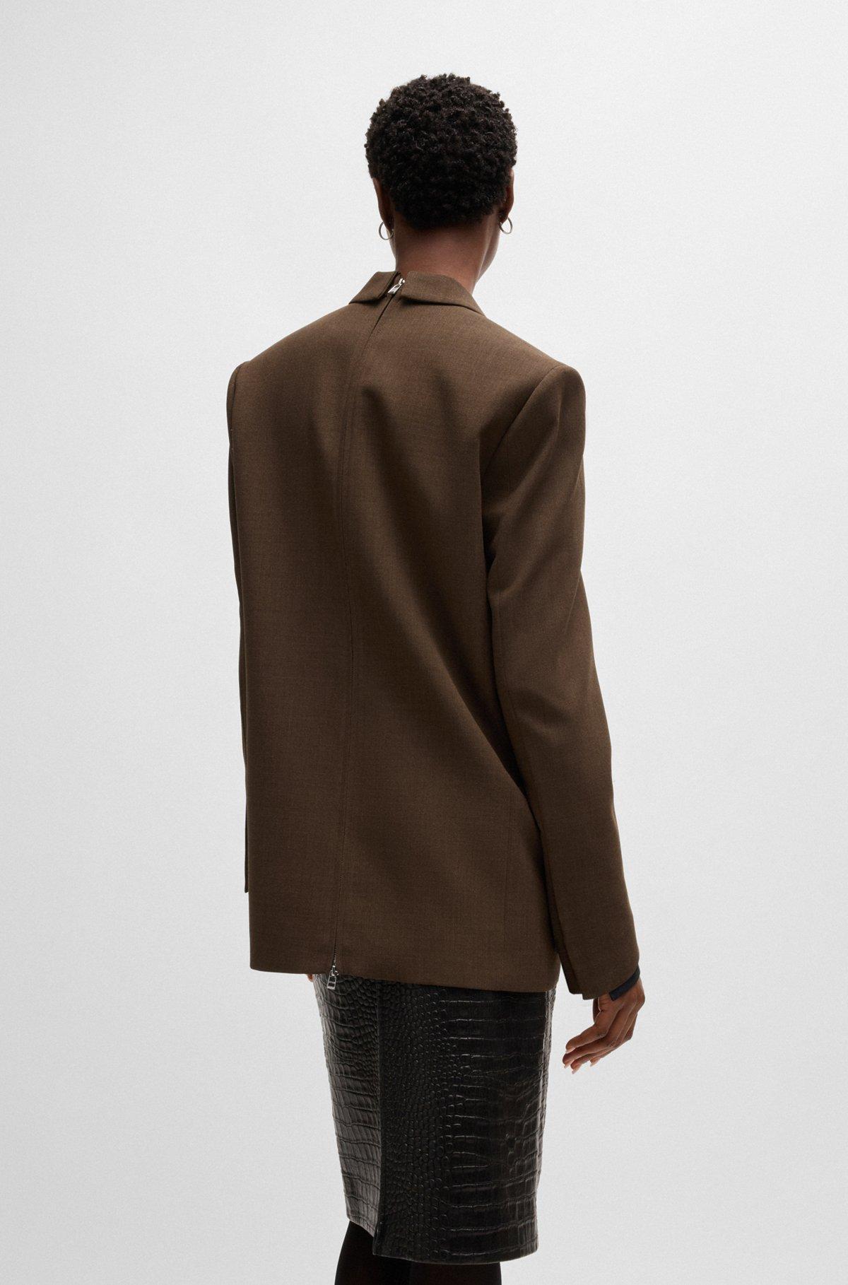 Rear-zip blazer in melange virgin wool Product Image