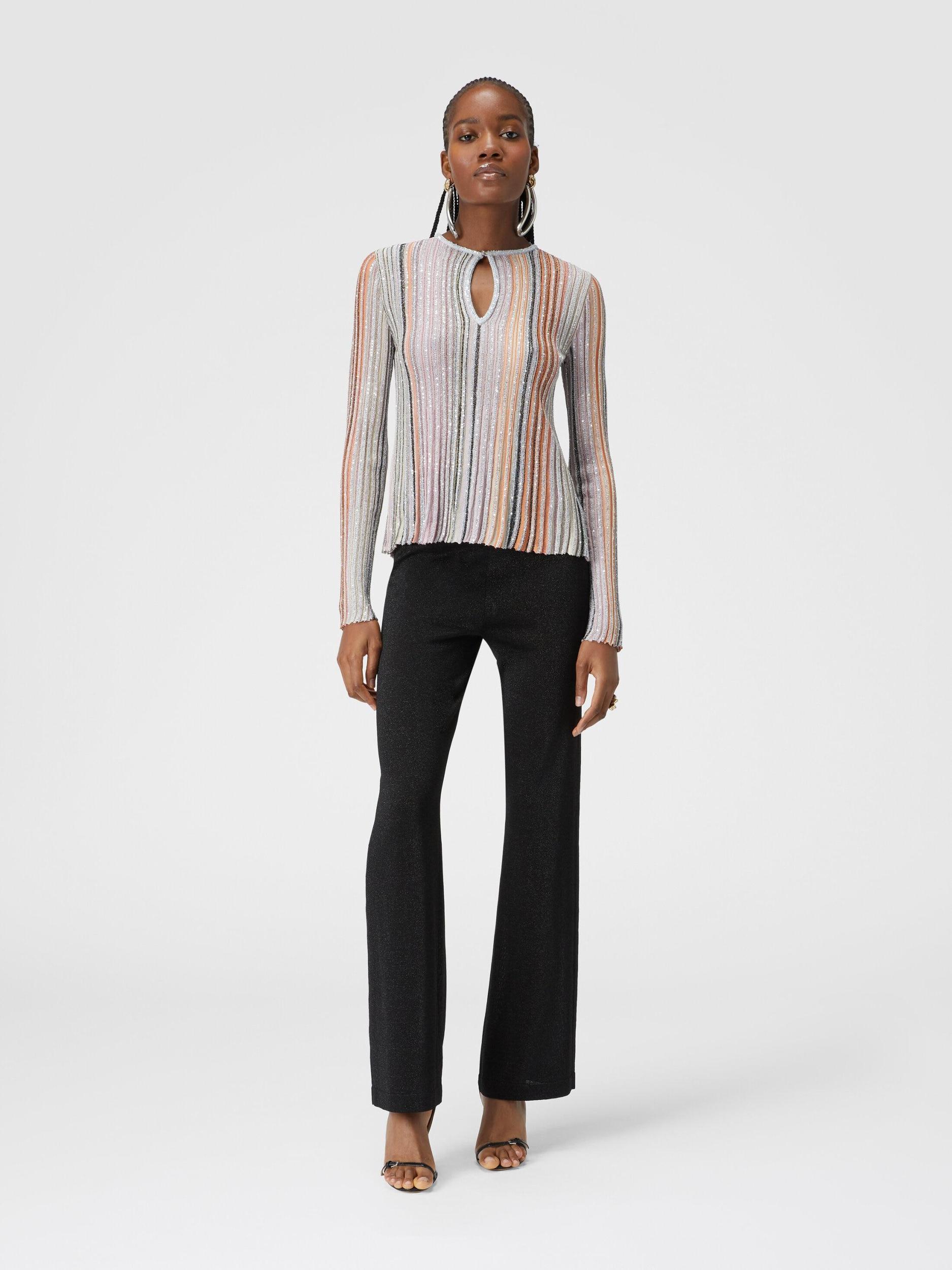 Glitter-effect viscose straight trousers Product Image