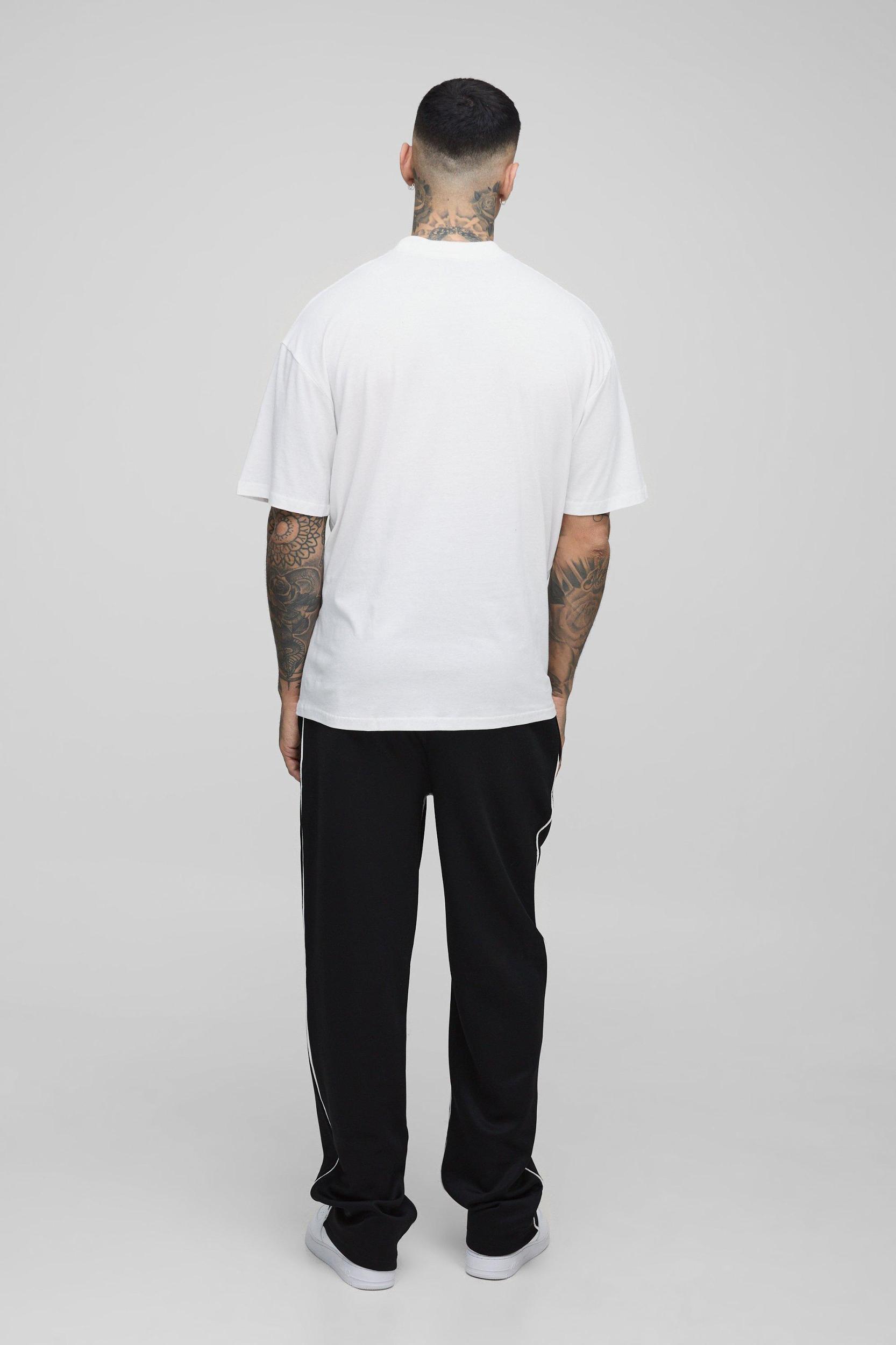 Tall Oversized Extended Neck Harlem Varsity Print T-Shirt | boohooMAN USA Product Image