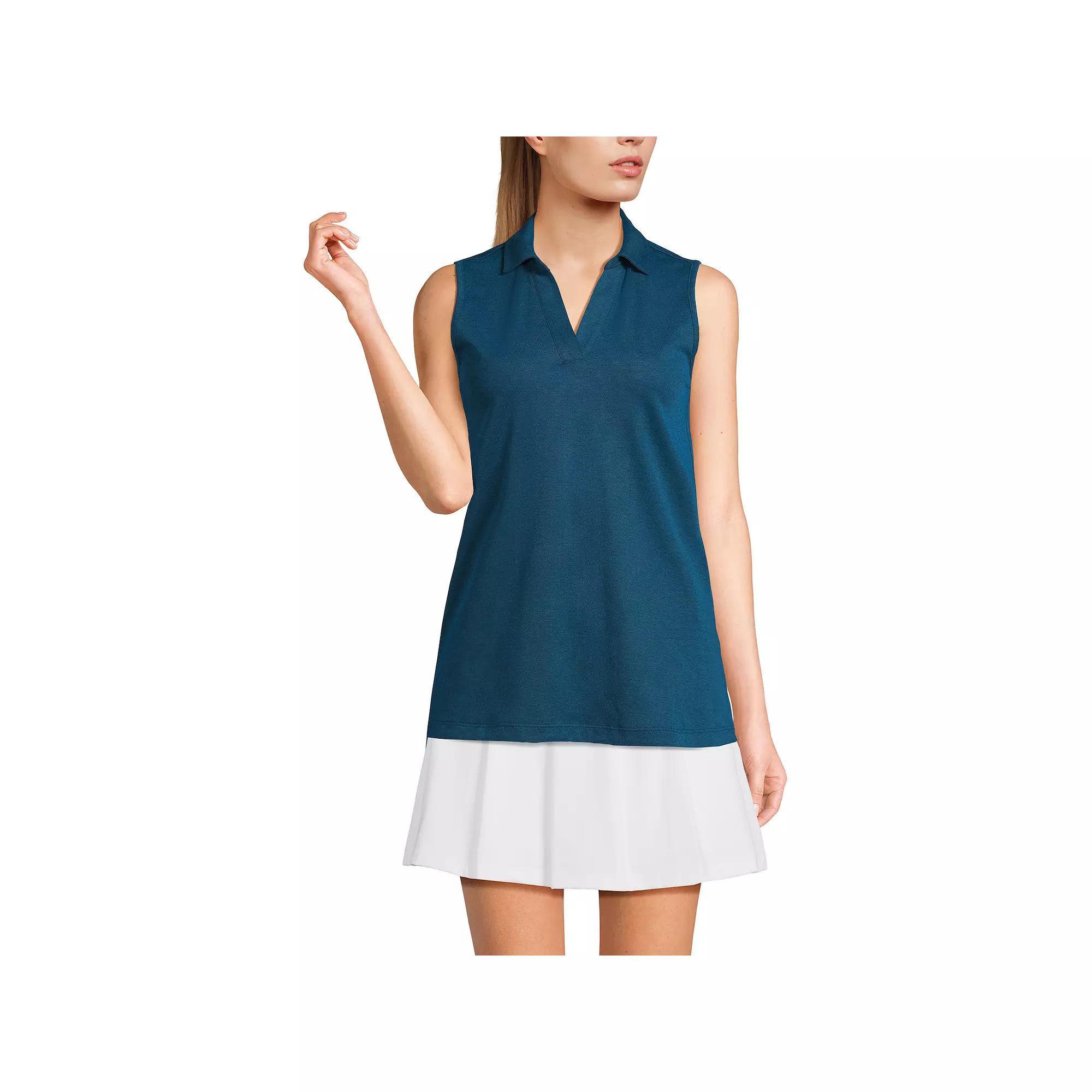Womens Lands' End Performance Pique Sleeveless Polo Shirt, Women's, Size: Small, Black Product Image
