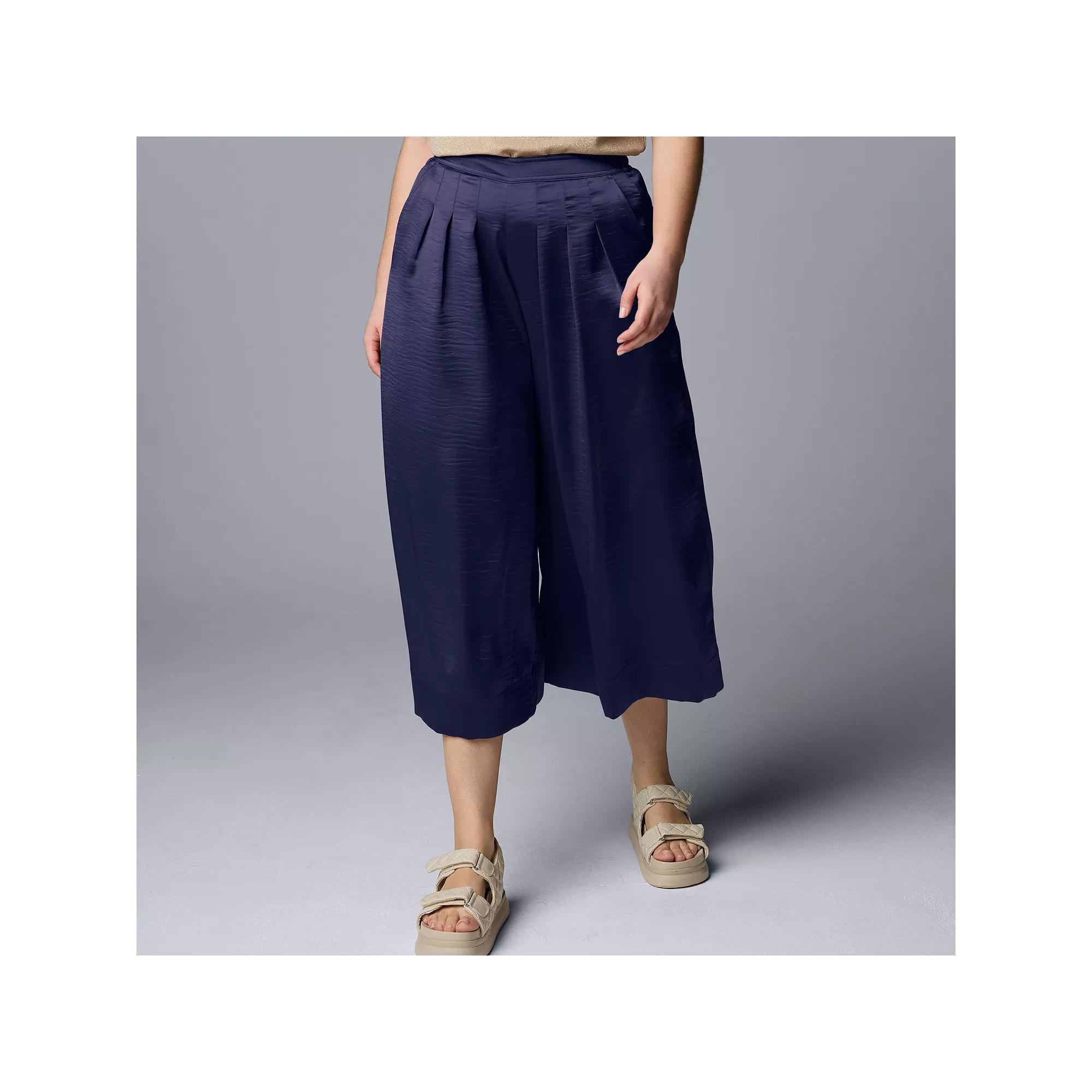 Women's Simply Vera Vera Wang Silky Pleated Culotte Pants, Size: XS, Baked Clay Product Image