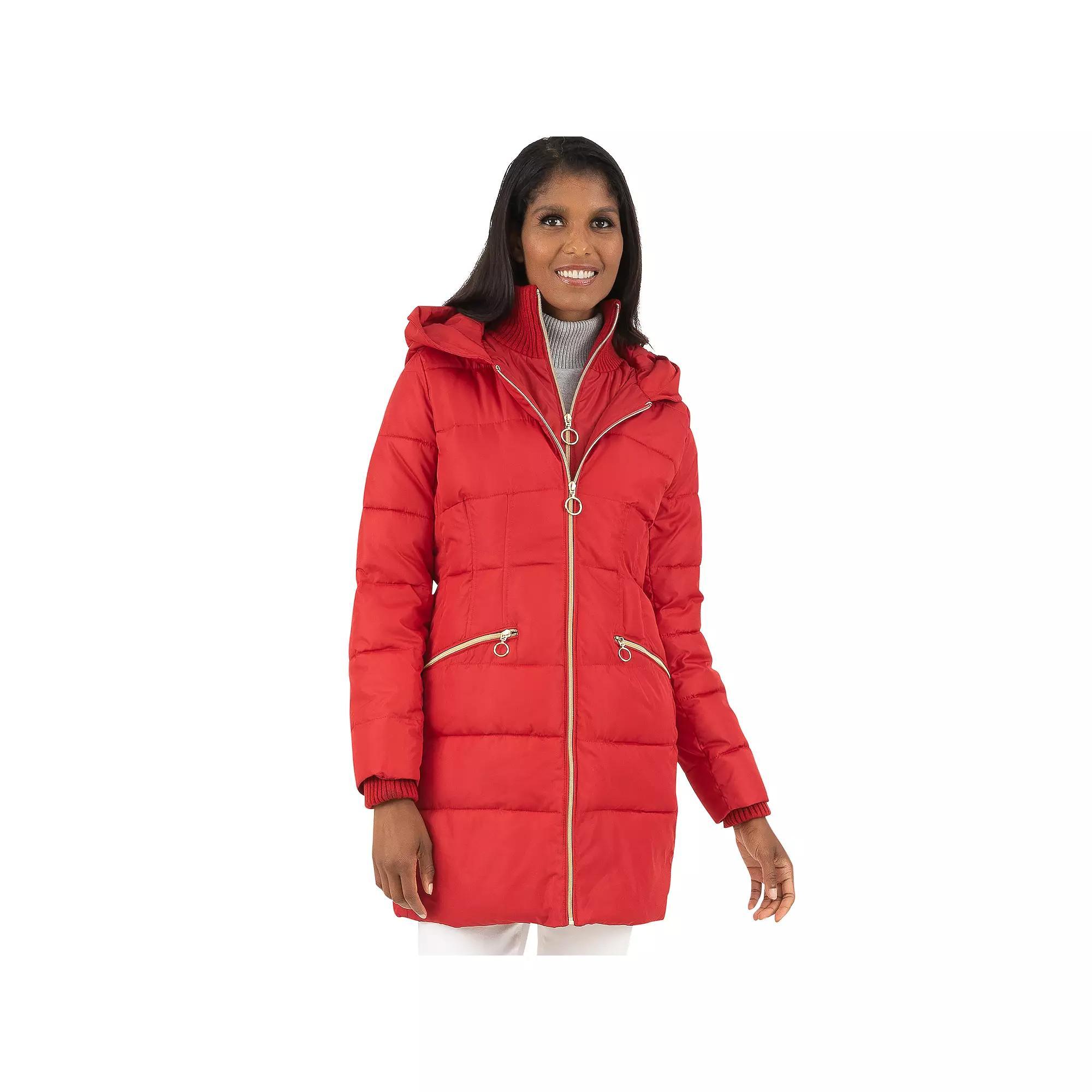 Women's Fleet Street Hooded Puffer Coat, Size: XS, Lipstick Product Image